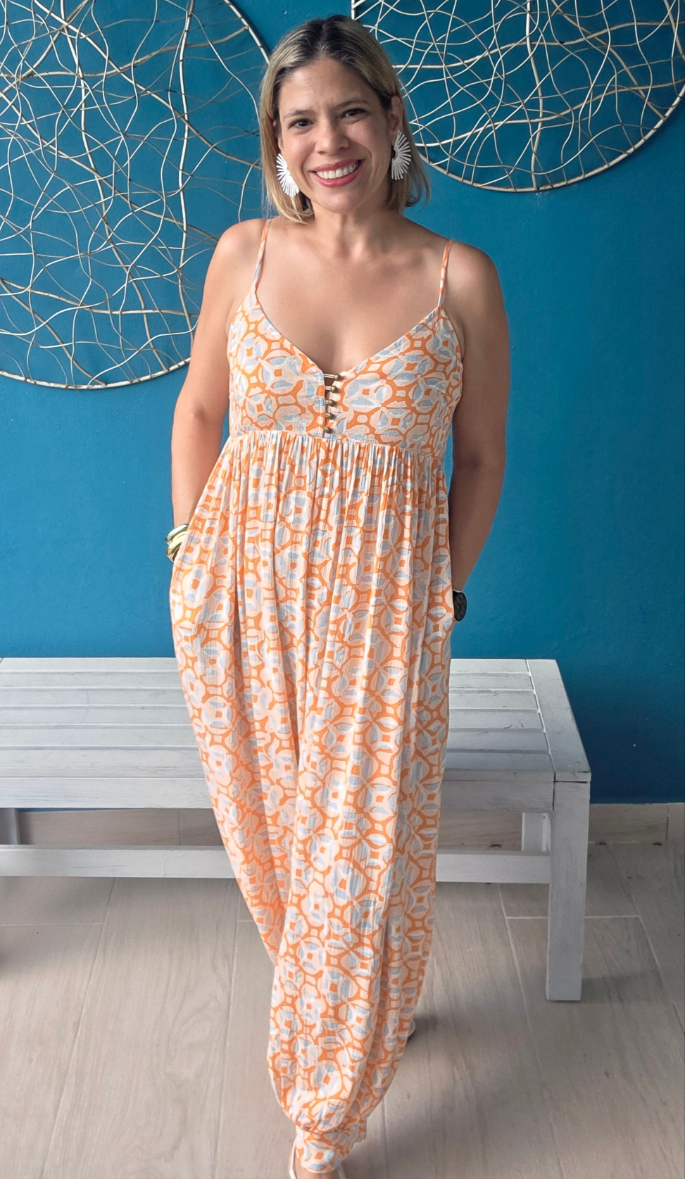Boho Tangerine Jumpsuit