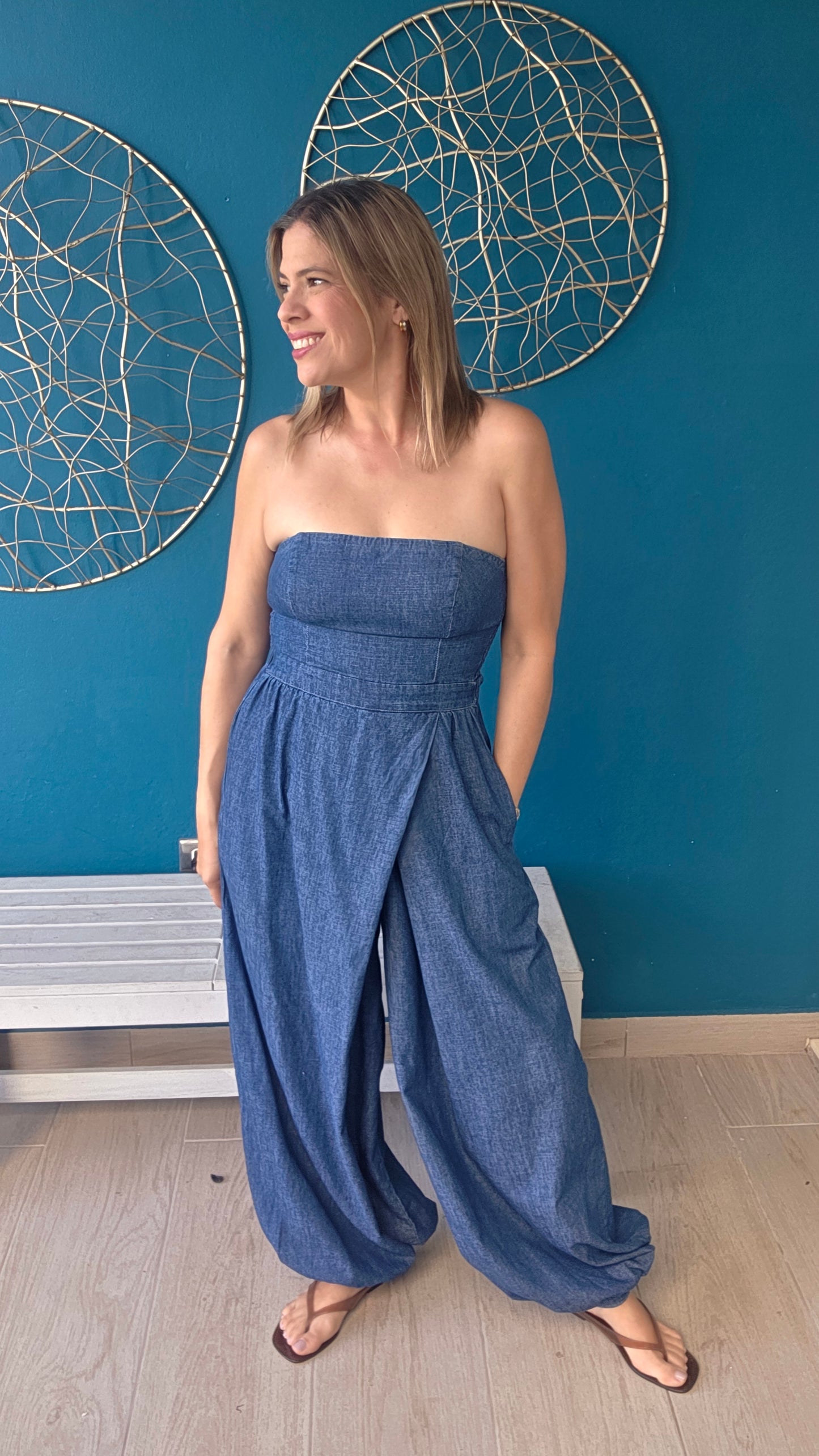Strapless Denim Jumpsuit