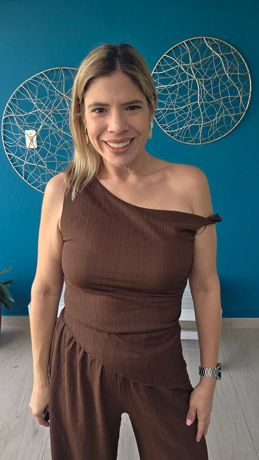 Chocolate Off Shoulder Set