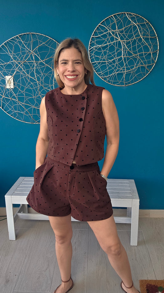 Chocolate Polka Dots Short Set