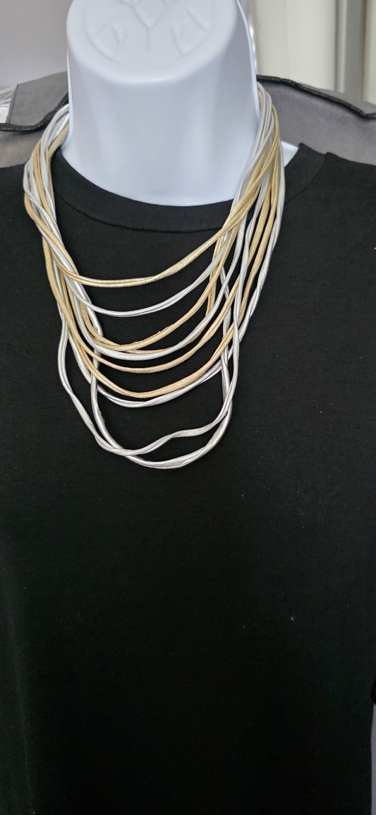 Handcrafted Layered Necklace - gold/silver