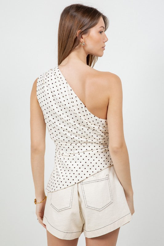 Polka Dots One Shoulder Top