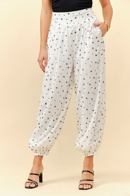 Ivory/Black Polka Dots Aladdin Pants