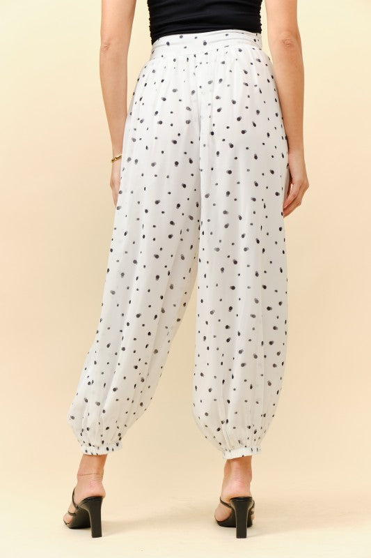 Ivory/Black Polka Dots Aladdin Pants