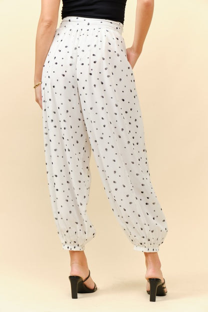 Ivory/Black Polka Dots Aladdin Pants