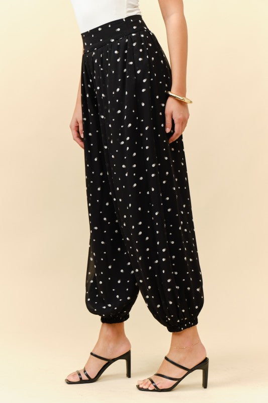 Black/Ivory Polka Dots Aladdin Pants