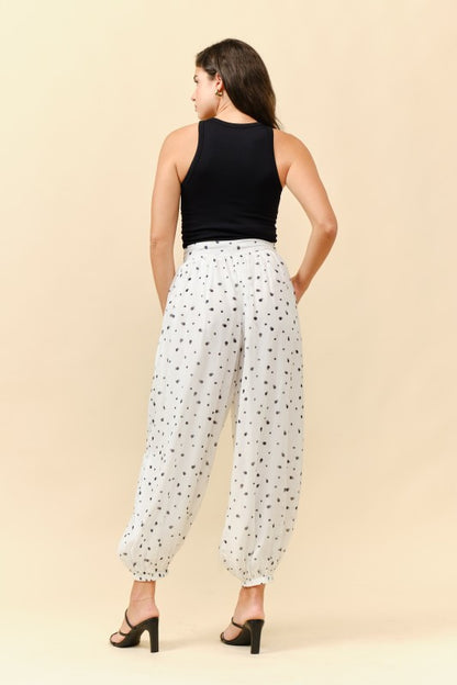 Ivory/Black Polka Dots Aladdin Pants