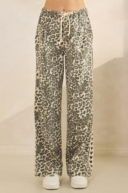 Leopard & Heart Striped Pants
