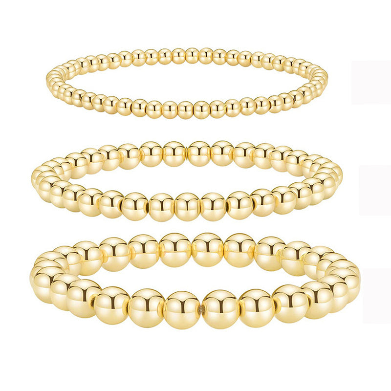 Set of 3 Retro Round Bracelet - Gold