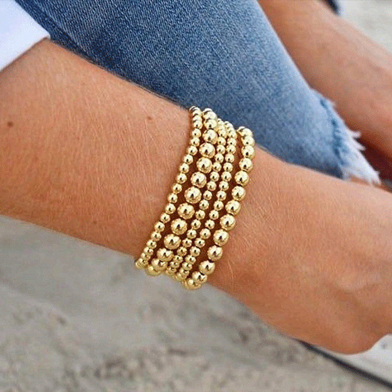 Set of 3 Retro Round Bracelet - Gold