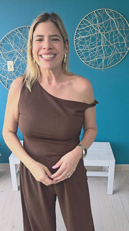 Chocolate Off Shoulder Set