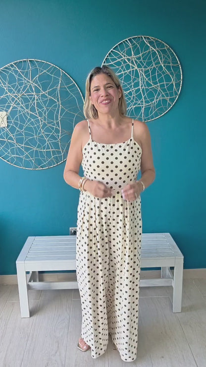 Cream/Brown Polka Dots Jumpsuit