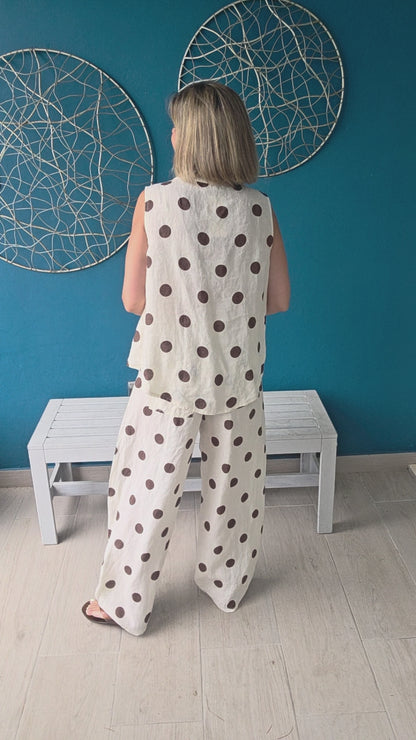 Polka Dot Linen Top