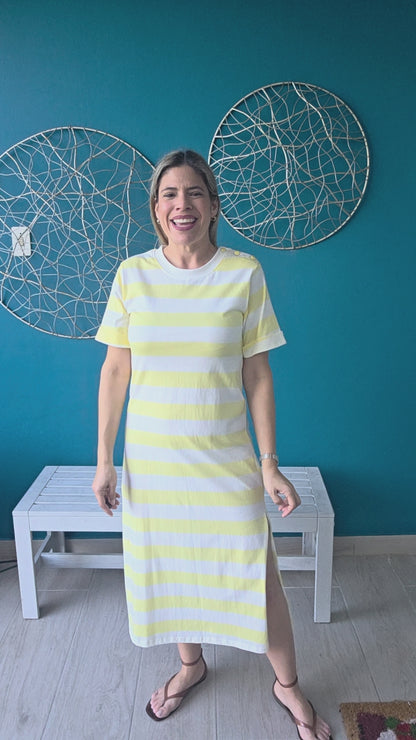 Yellow Stripes Midi Dress