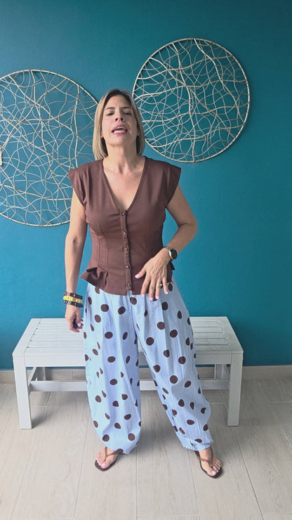 Blue Brown Dots Pants