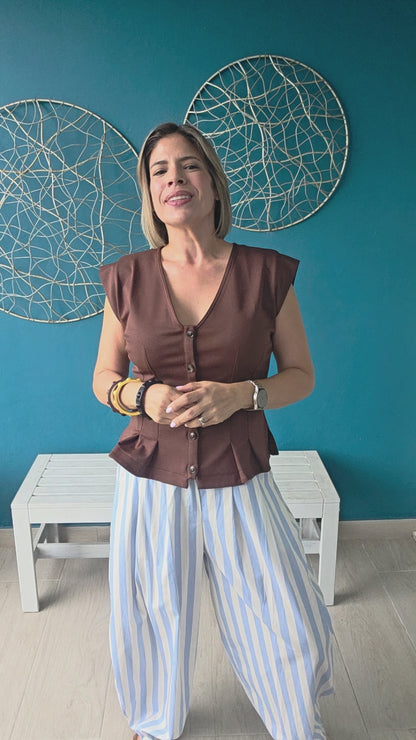Light Blue and White Stripes Pants