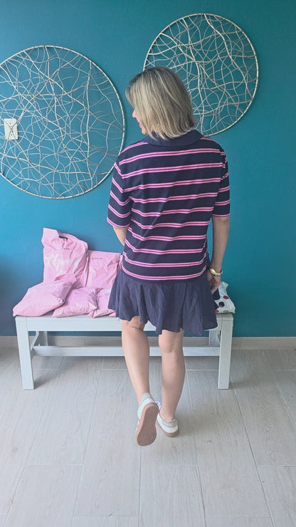 Navy/Pink Polo Striped Mini Dress