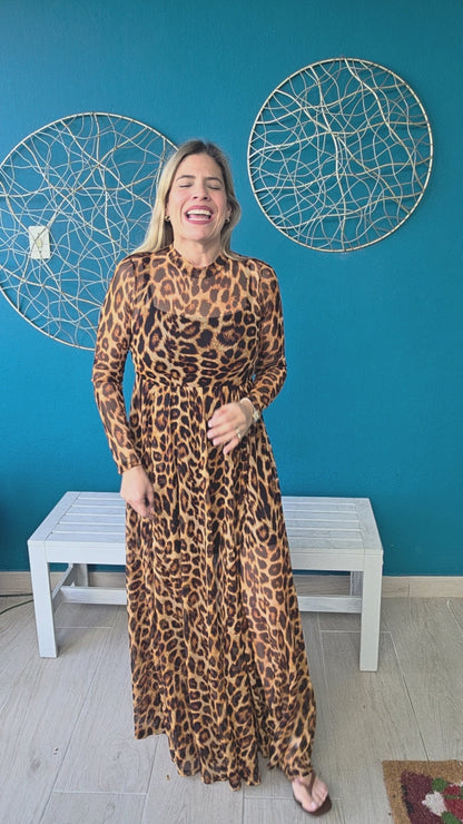 Animal Print Mesh Dress