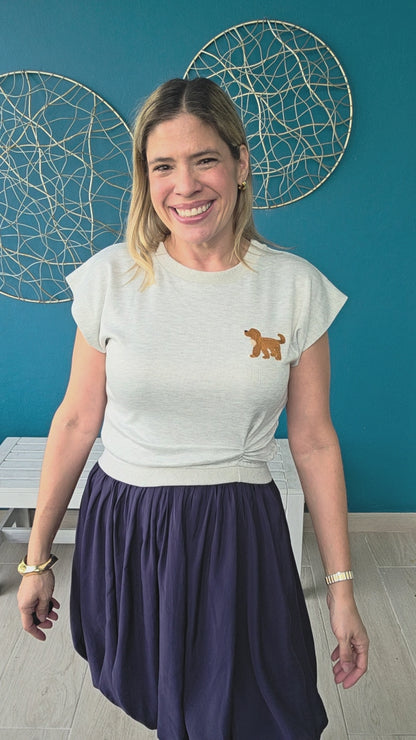 Puppy Asymmetrical Illussion Dress