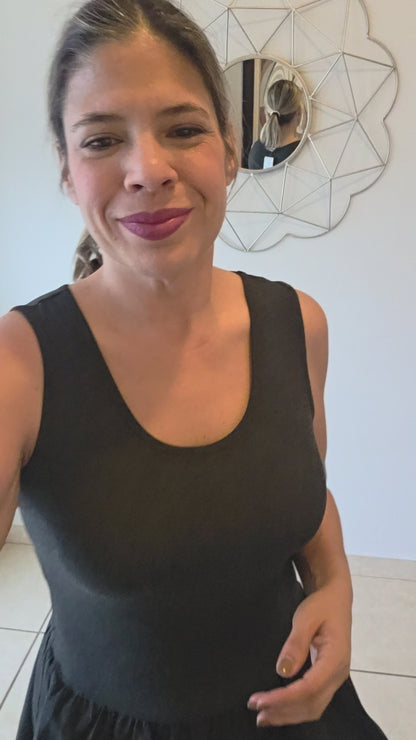 Little Black Bubble Skirt Dress