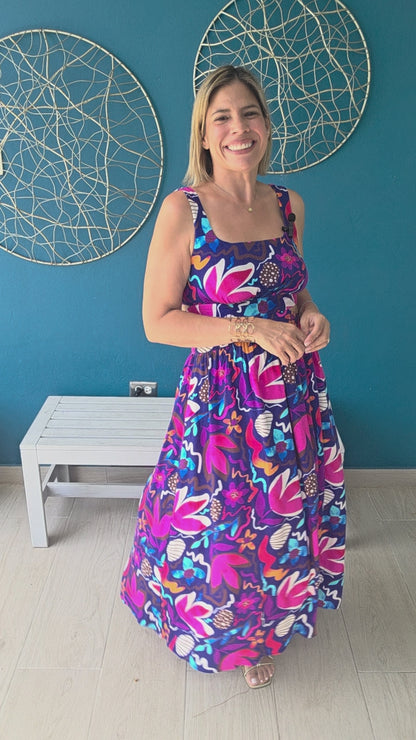 Tie Cut Out Flowers Midi Dress