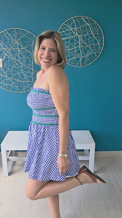 Blue Gingham Romper