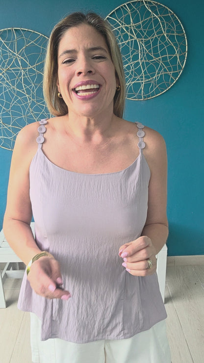 Button Detail Mauve Tank Top