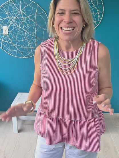 Striped Button Back Top