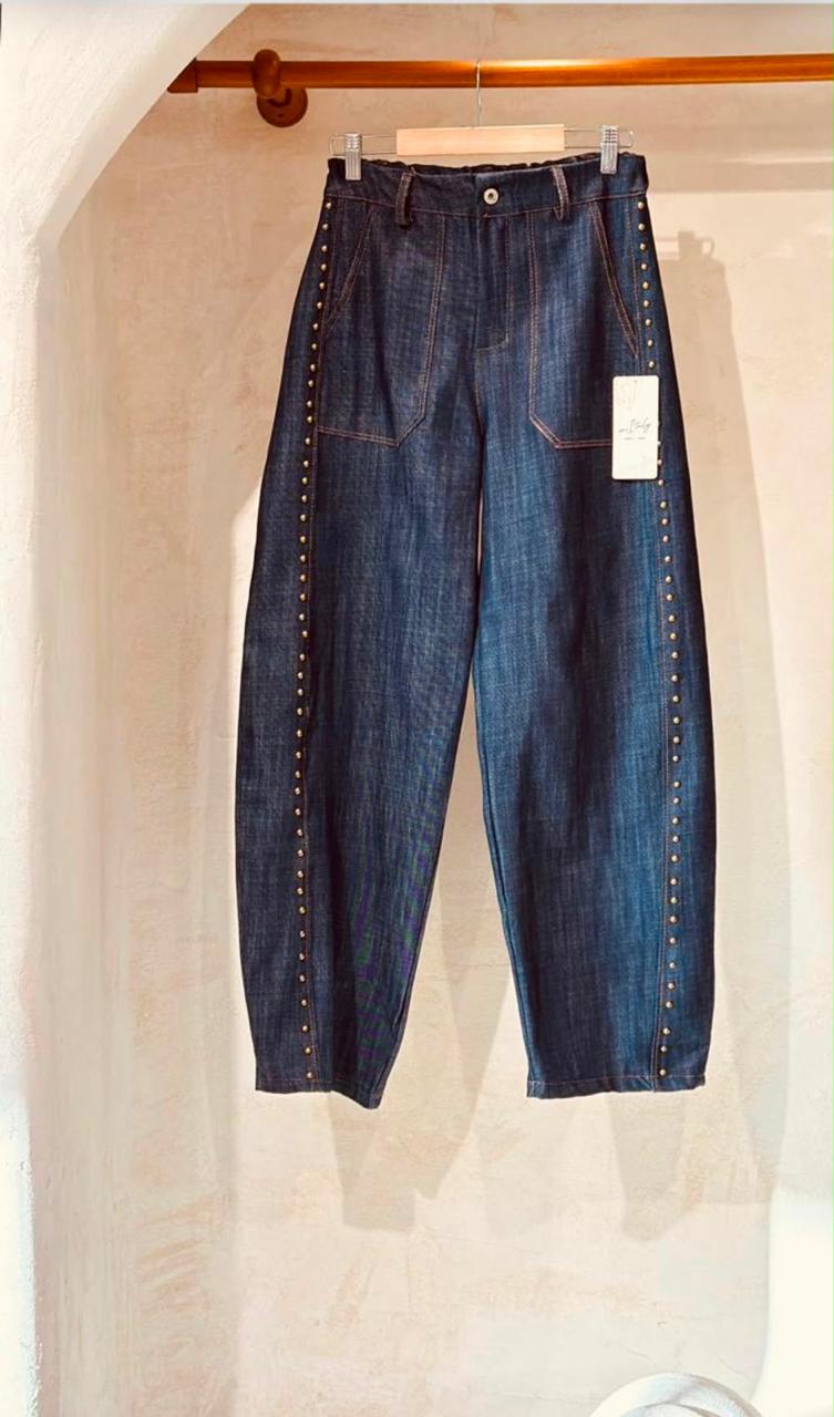 Dangerously Chic Stud Barrel Jeans
