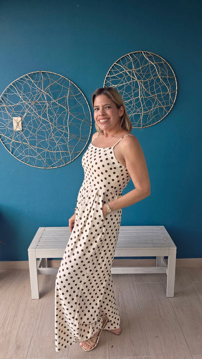 Cream/Brown Polka Dots Jumpsuit