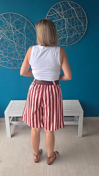 Striped Bermudas with Belt