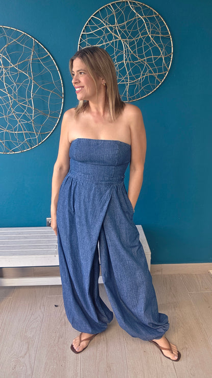 Strapless Denim Jumpsuit