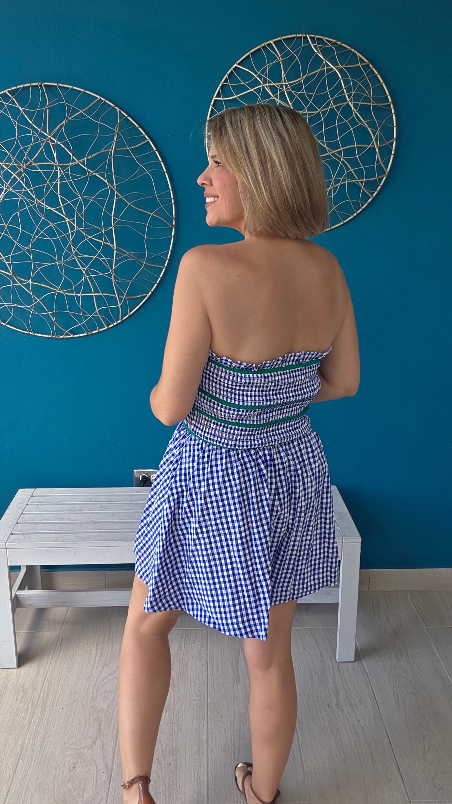 Blue Gingham Romper