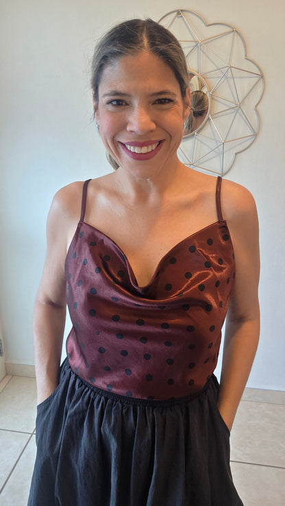 Cami Polka Dots Satin Top