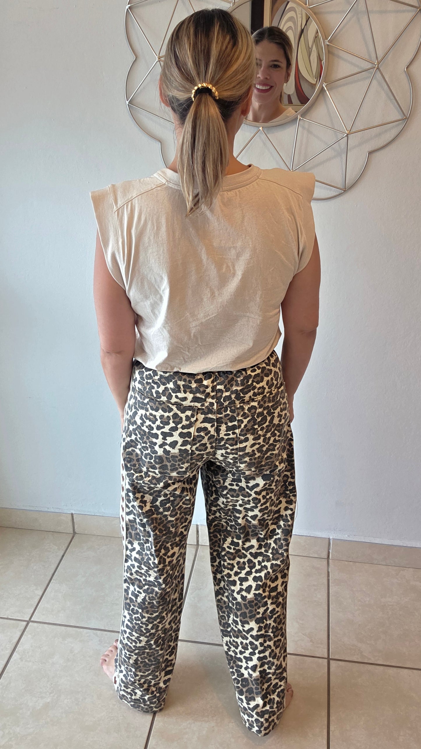 Leopard & Heart Striped Pants