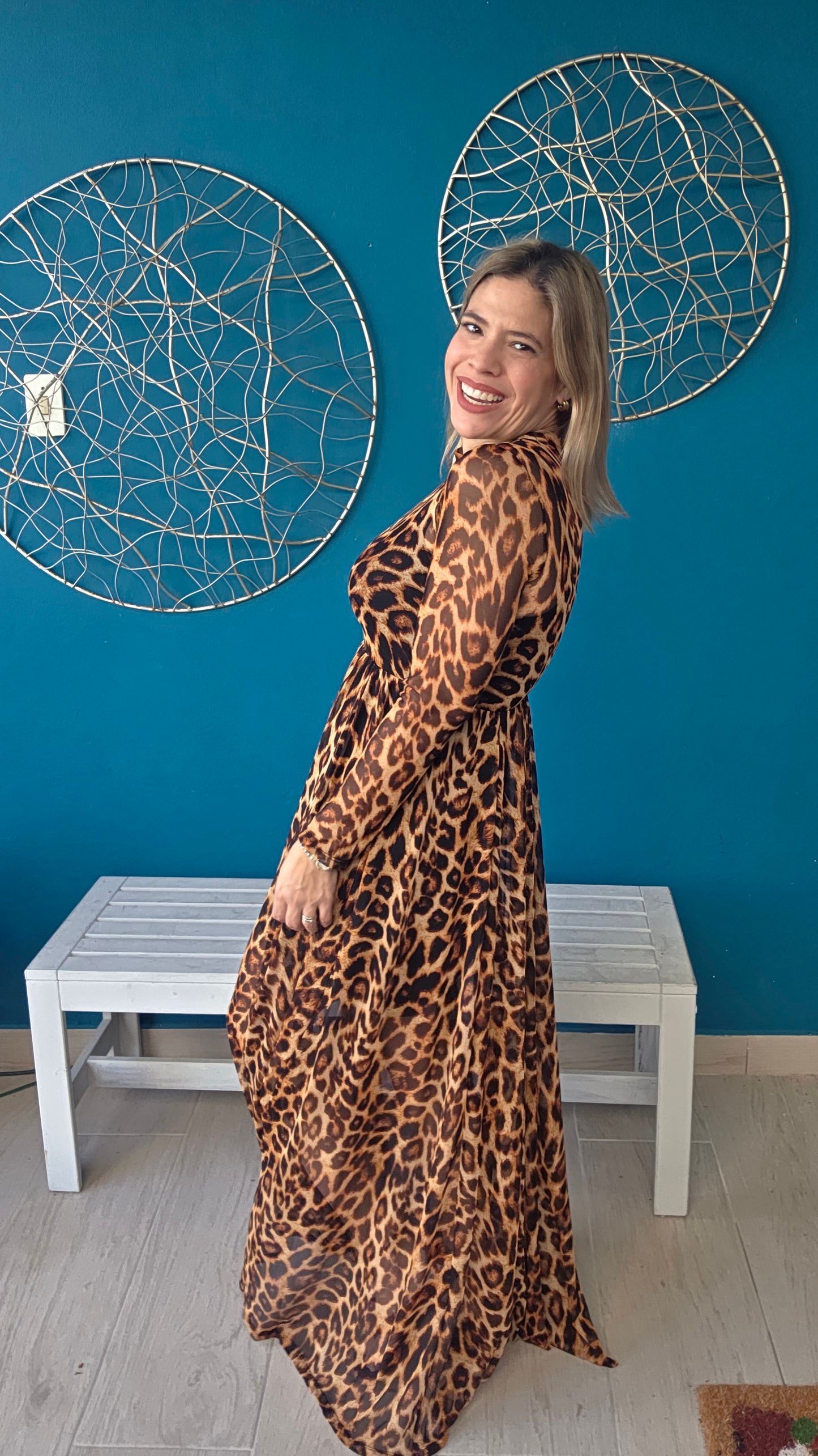 Animal Print Mesh Dress