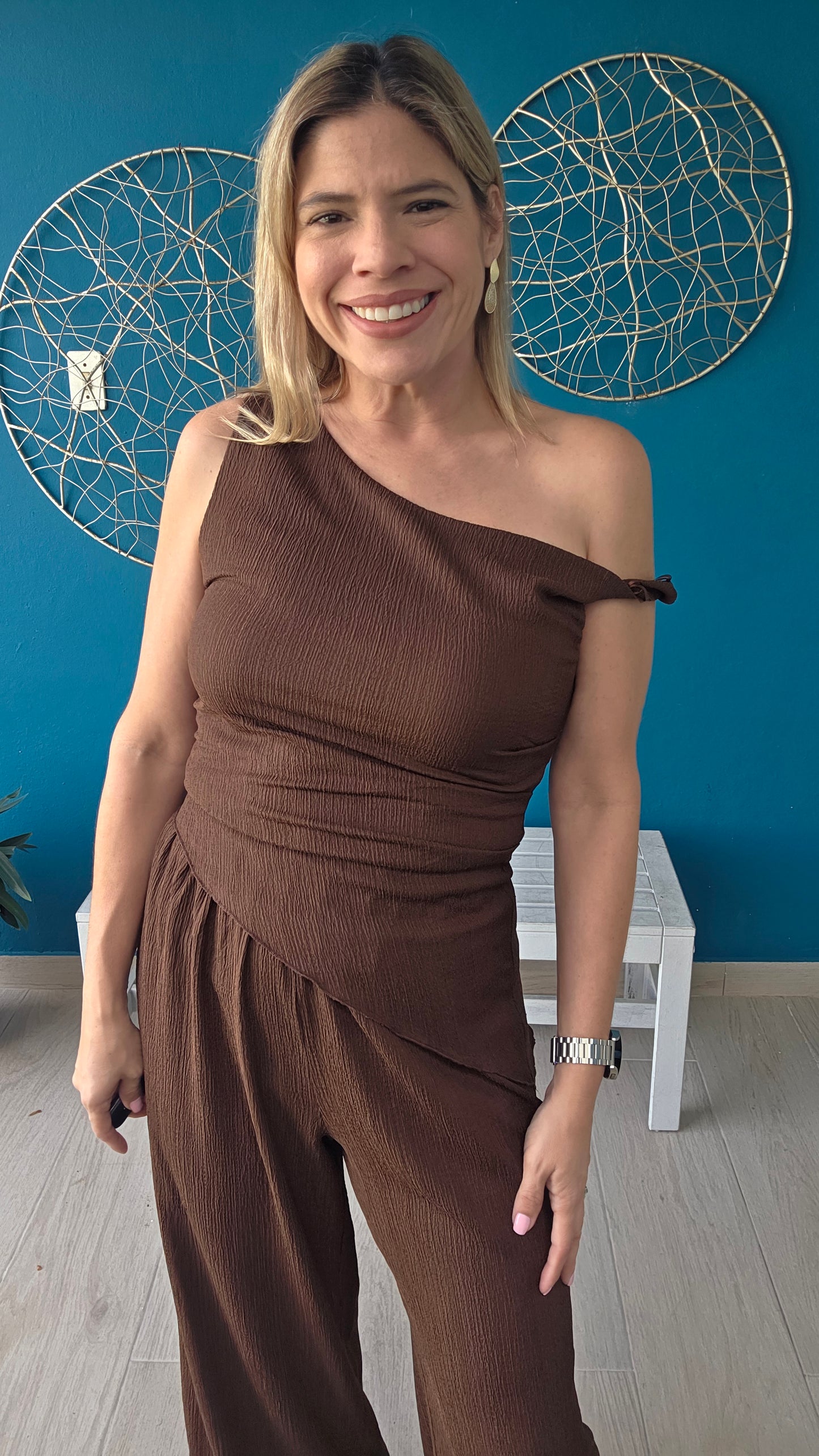 Chocolate Off Shoulder Set