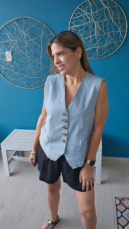 Karina Denim Vest - Runs Large