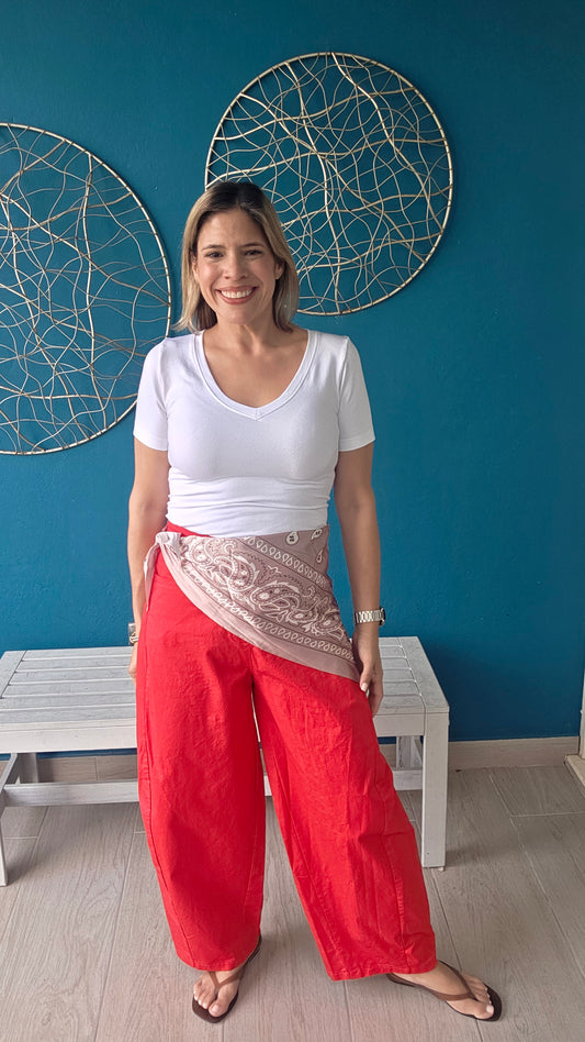 Barrel Pants with Scarf