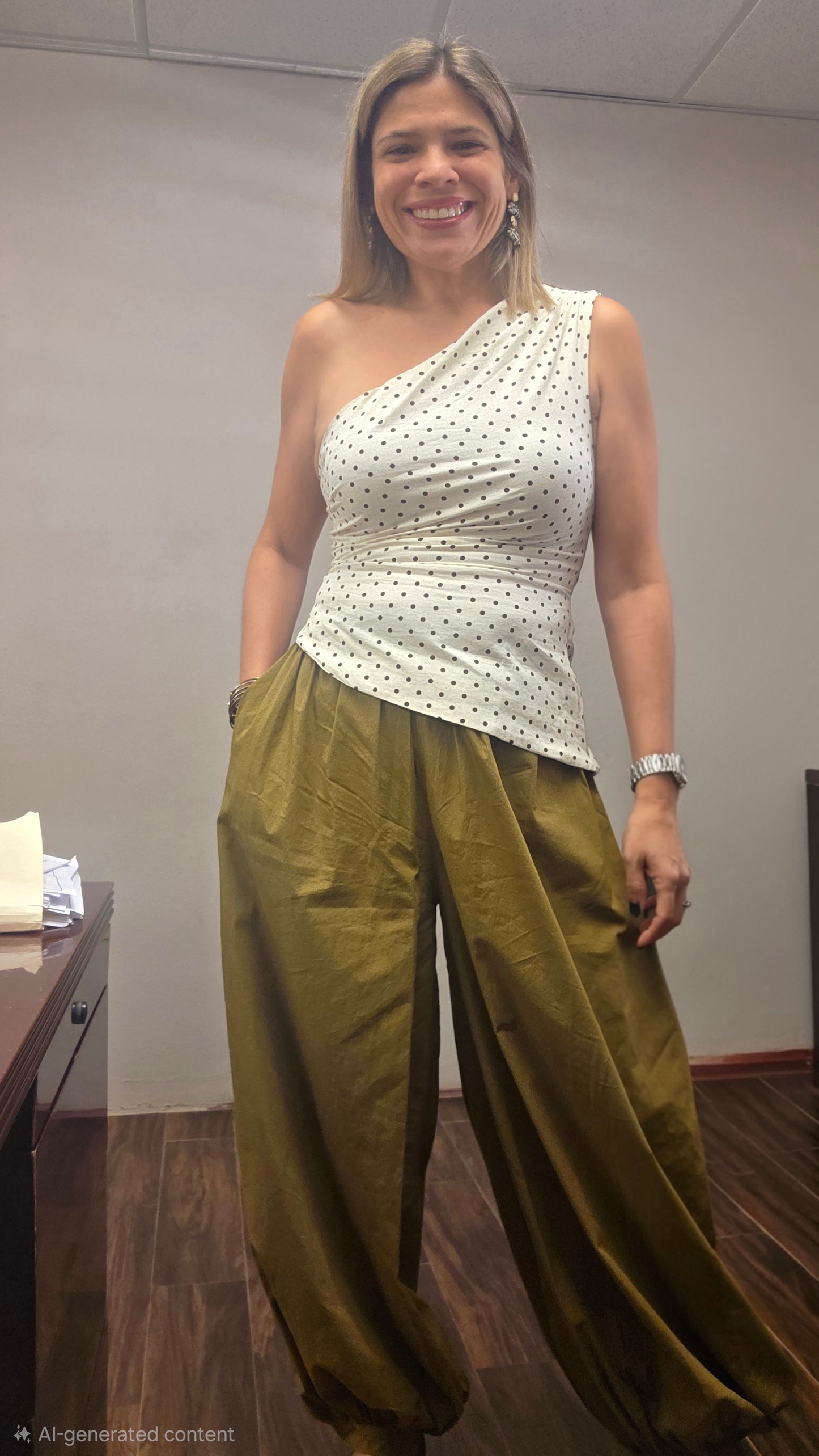 Polka Dots One Shoulder Top