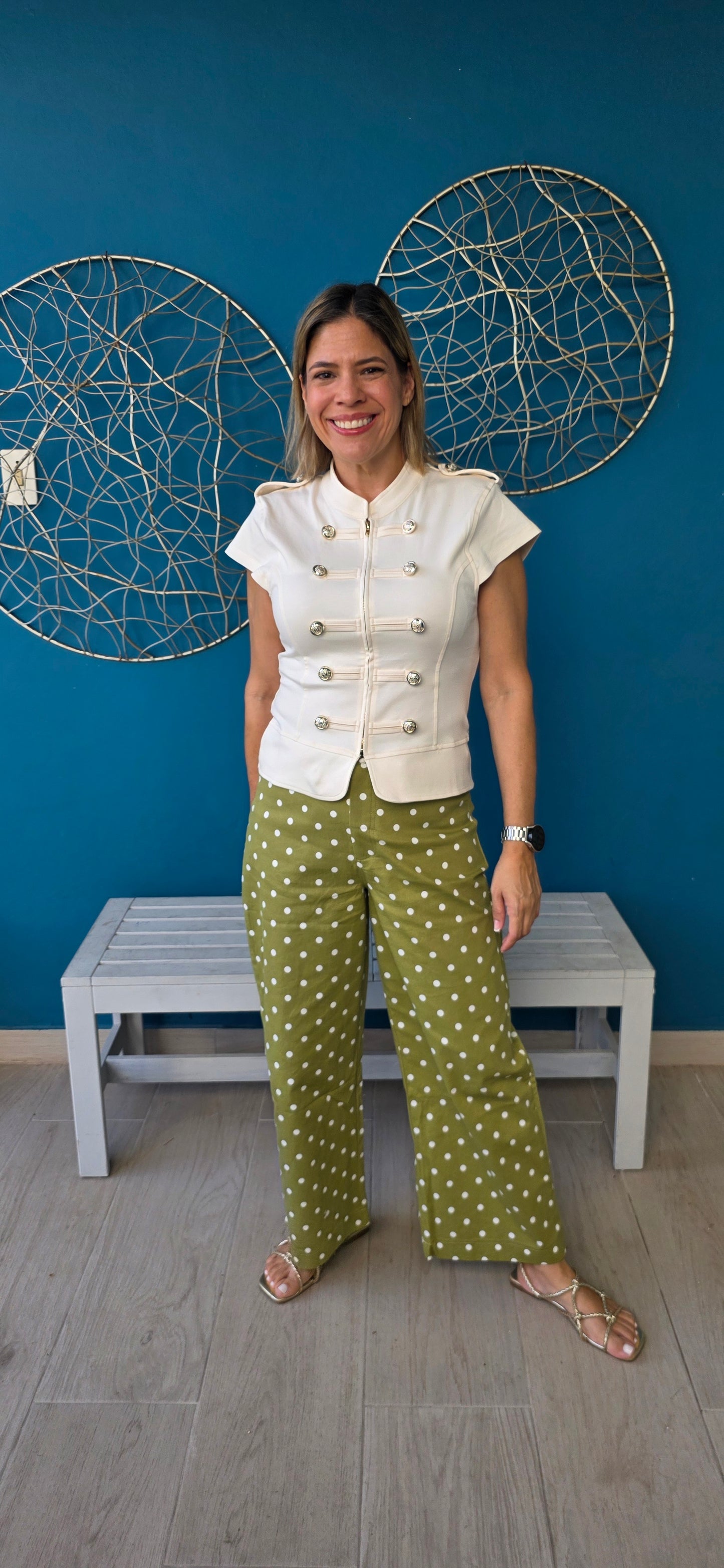 Sofia Polka Dot Olive Pants