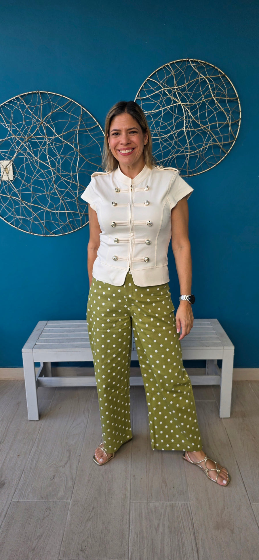 Sofia Polka Dot Olive Pants
