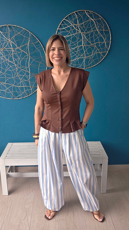 Light Blue and White Stripes Pants