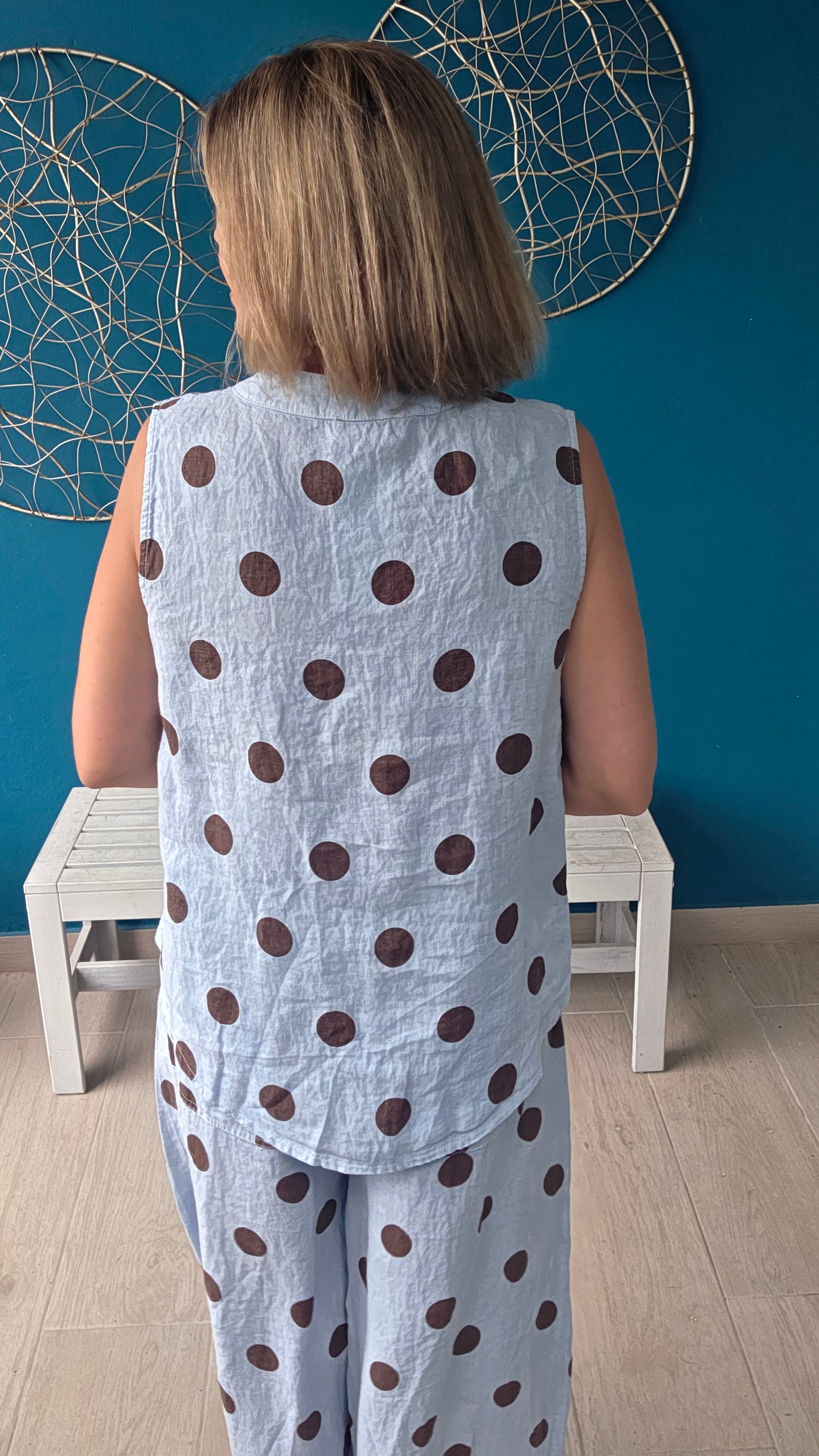 Polka Dot Linen Top