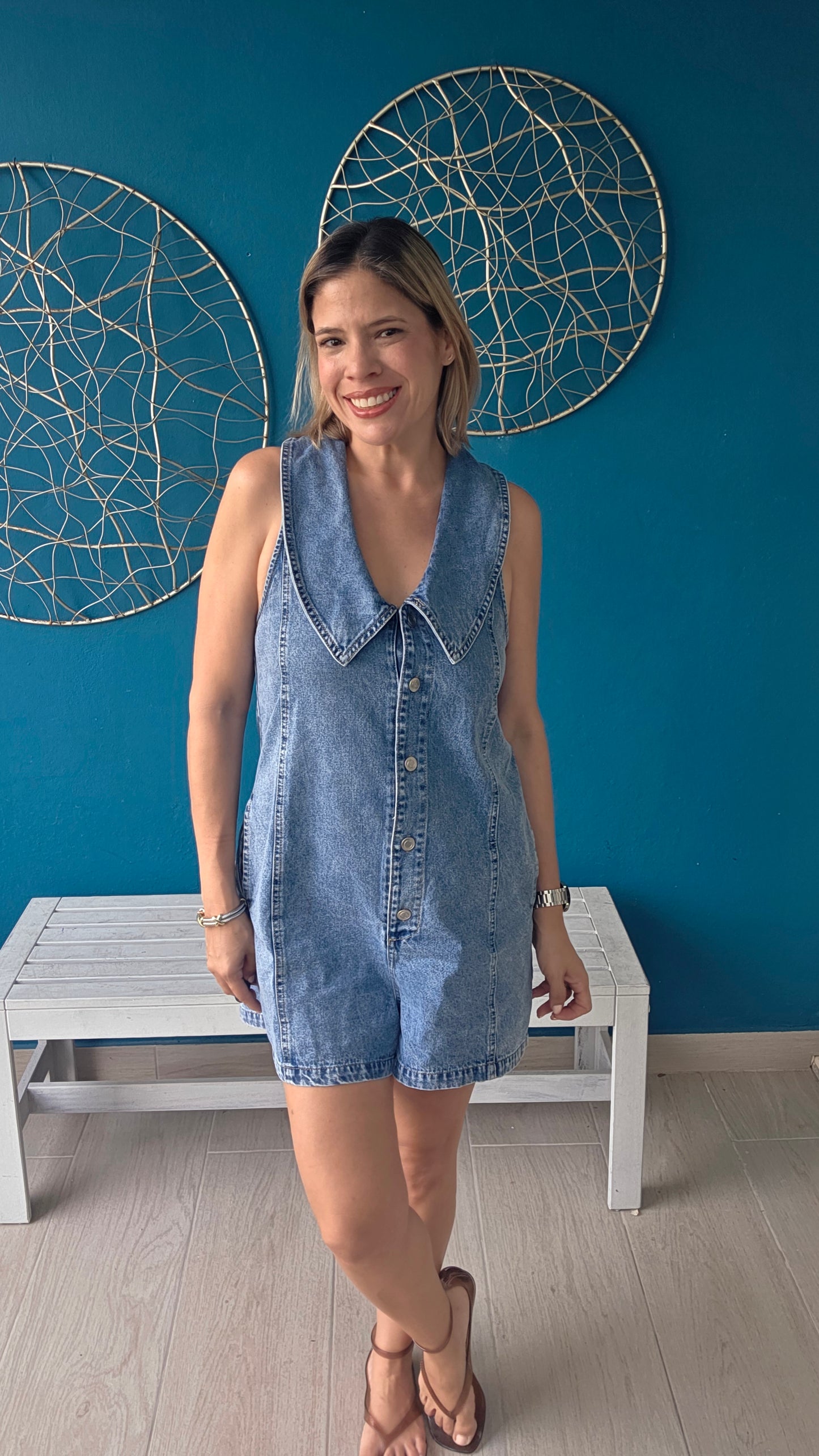 Elaine Denim Romper