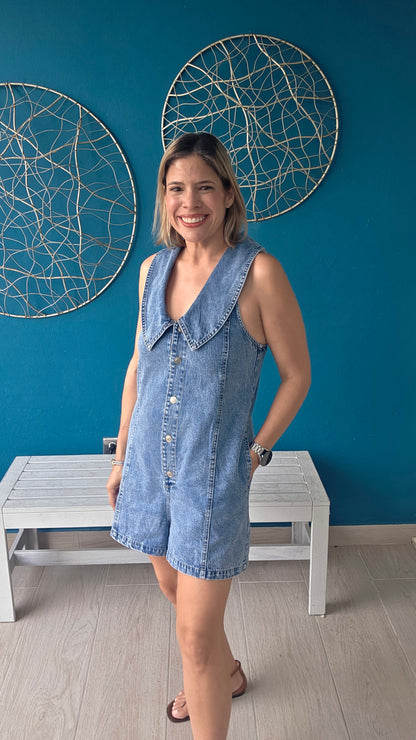 Elaine Denim Romper