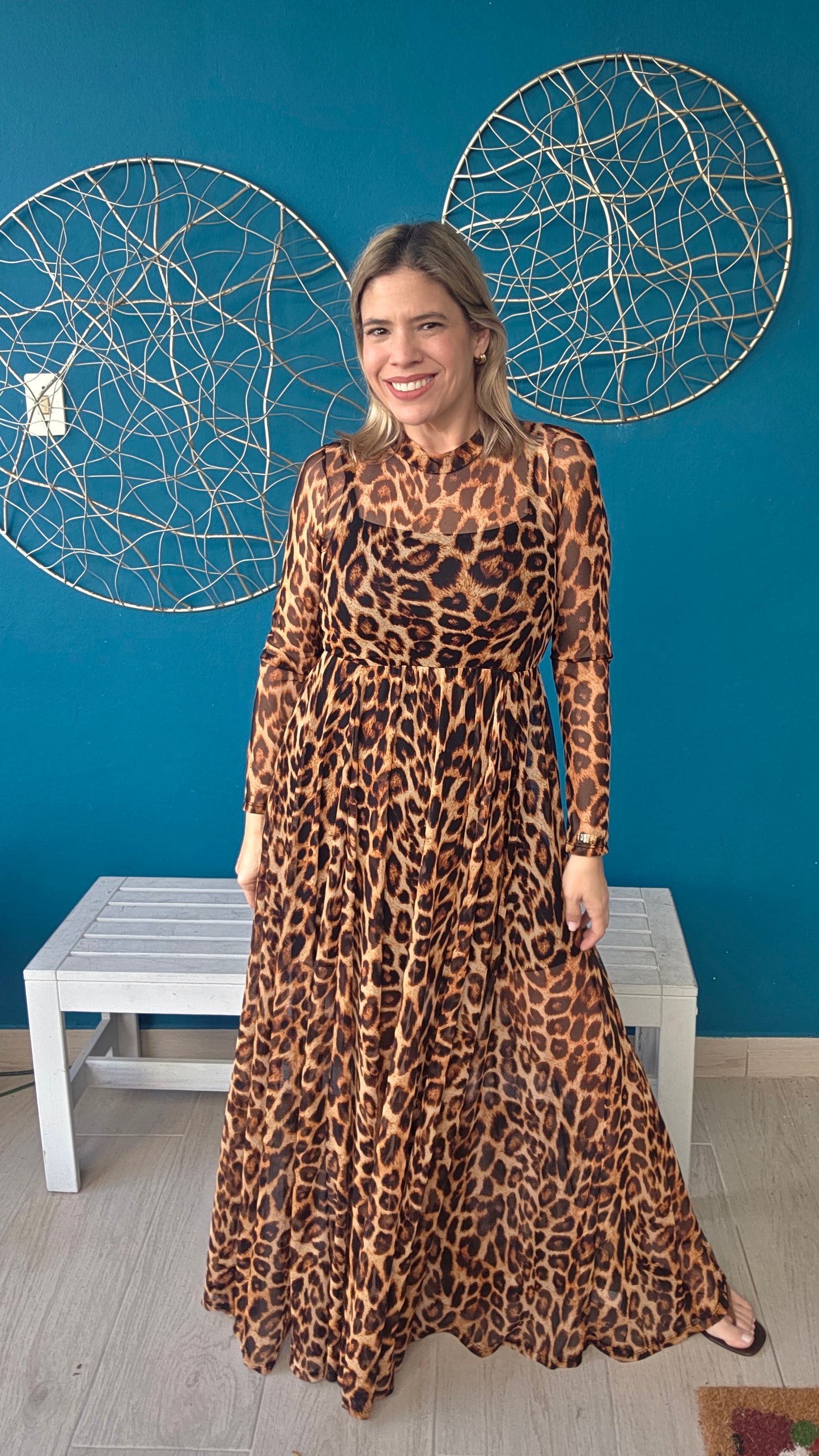 Animal Print Mesh Dress