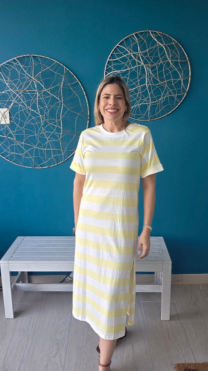 Yellow Stripes Midi Dress