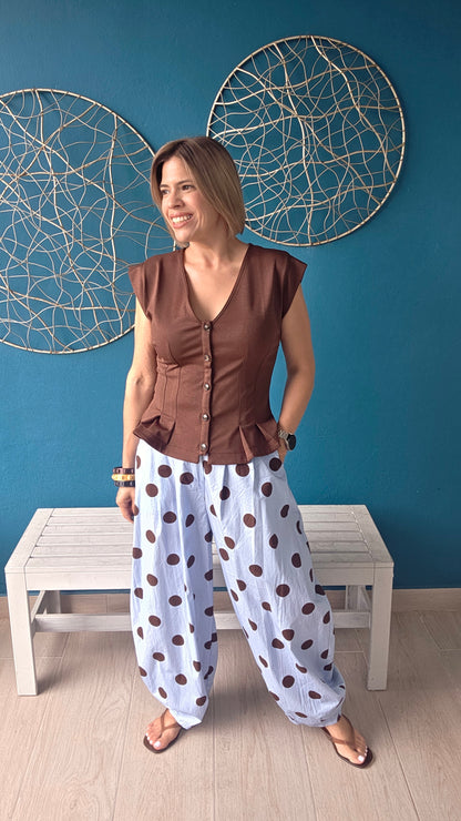 Blue Brown Dots Pants