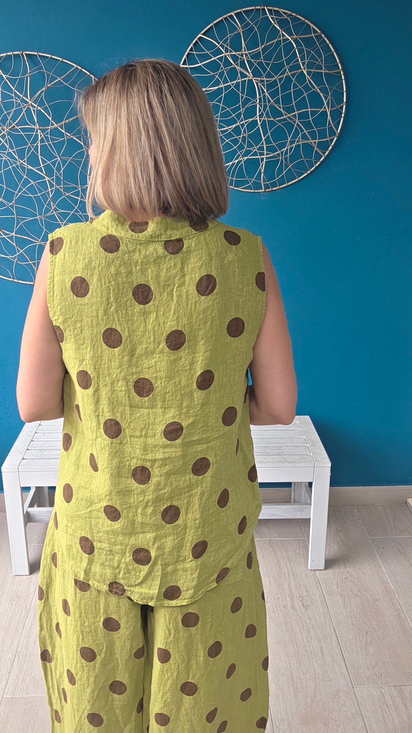Polka Dot Linen Top